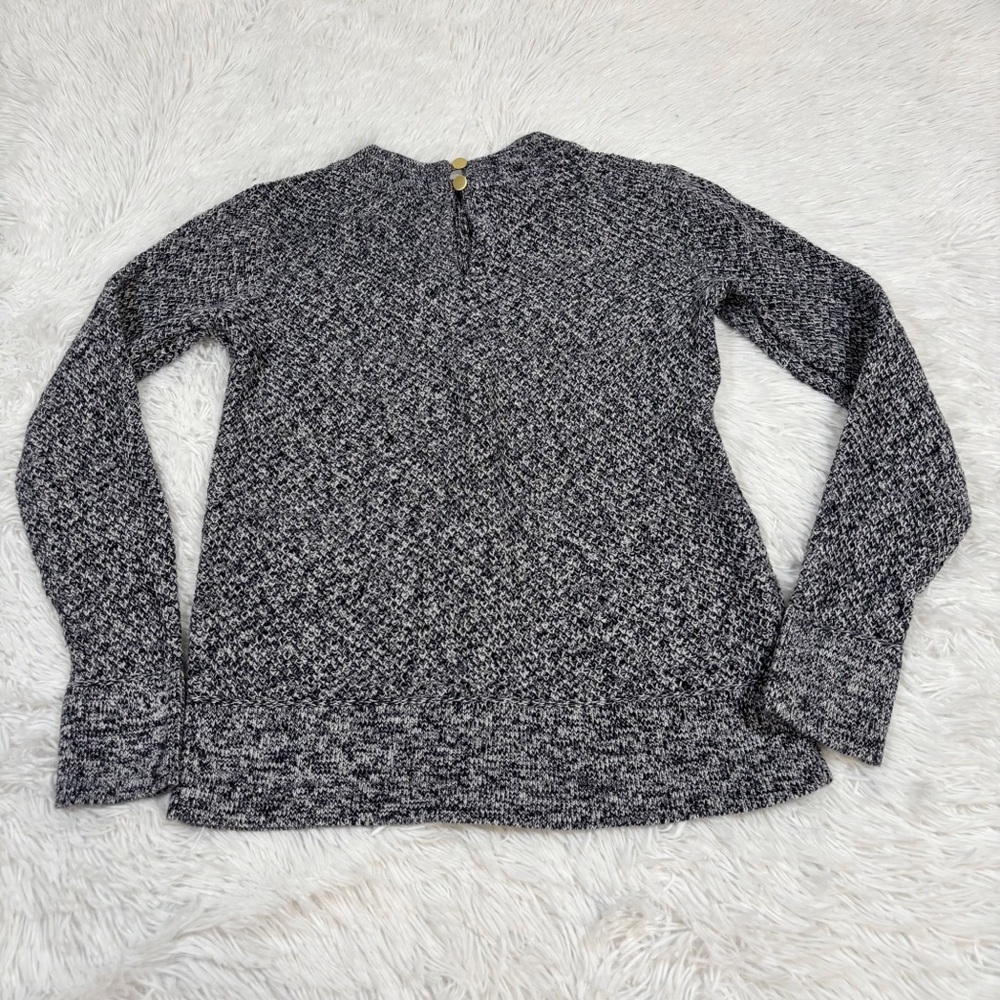 LOFT Navy and White Marled Knit crew neck Sweater long sleeve - Picture 9 of 10